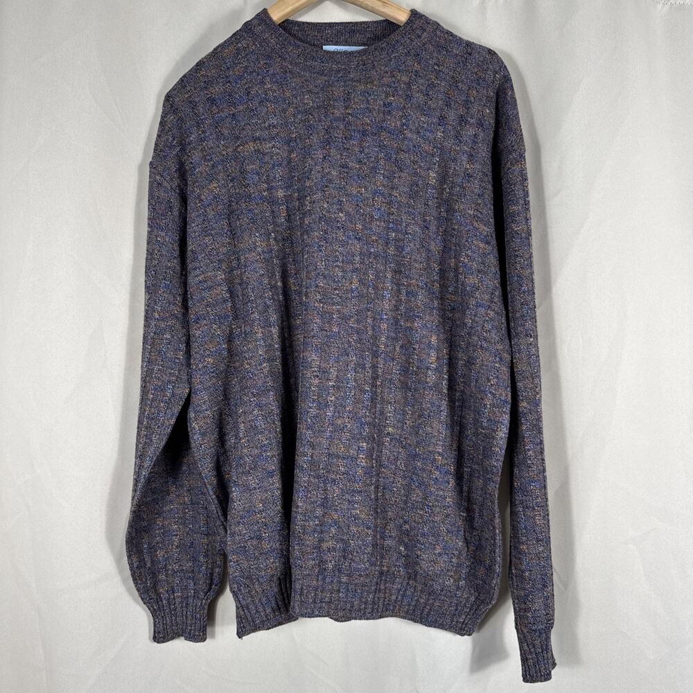 Vintage Alloro Men’s Lg Merino Wool Sweater Made Italy Marled Knit Grandpacore